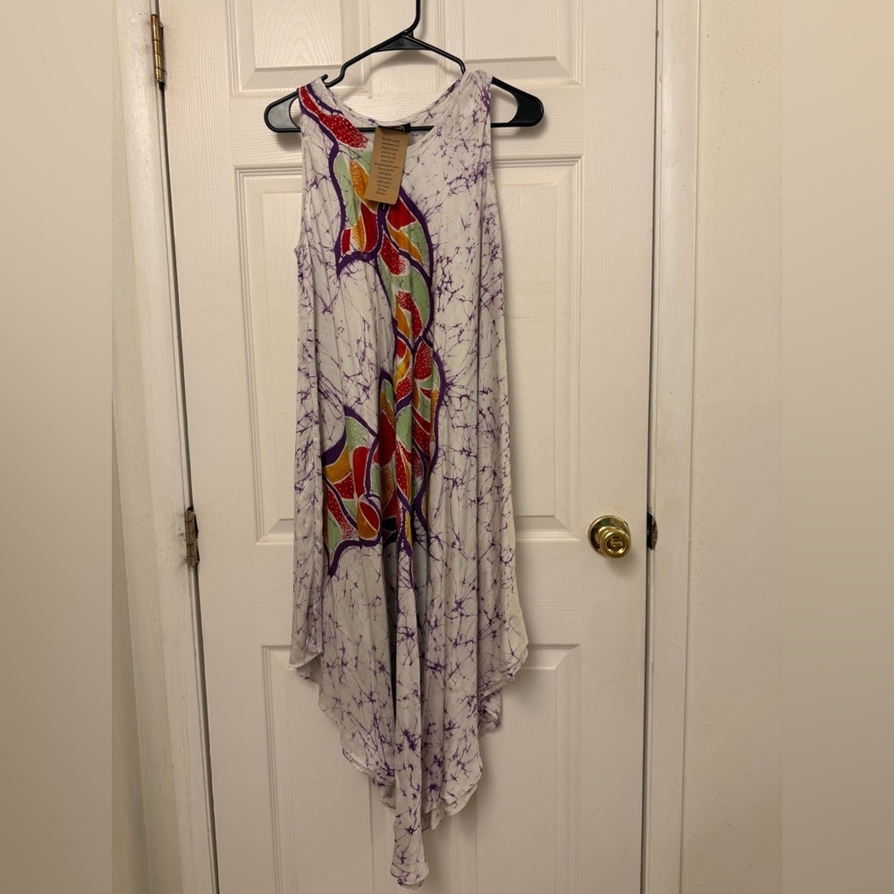 HAND MADE Sleeveless Floral summer Batik Dress - Picture 12 of 12